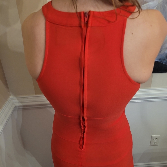 Windsor Red BodyCon Dress with Cage Neckline - Picture 4 of 8